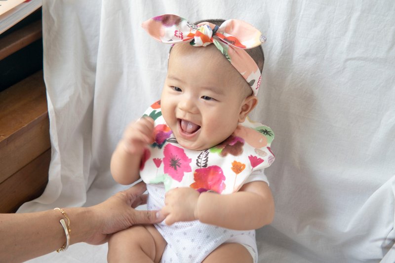 宝宝发带 | 蝴蝶结发带款 | 加长版追加费用 - 婴儿帽/发带 - 棉．麻 红色