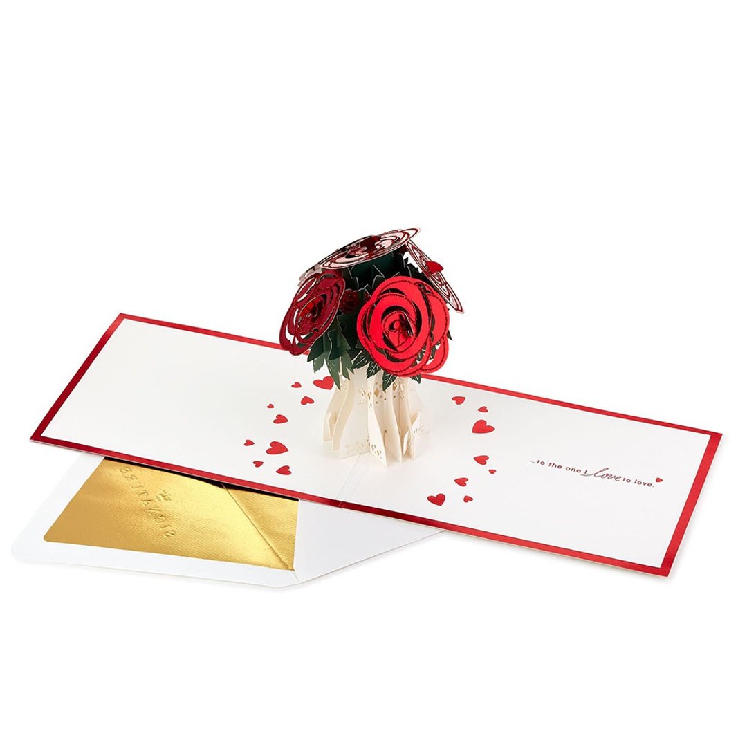 爱你红玫瑰花束【Hallmark-Signature立体手工卡 情人节】 - 卡片/明信片 - 纸 多色