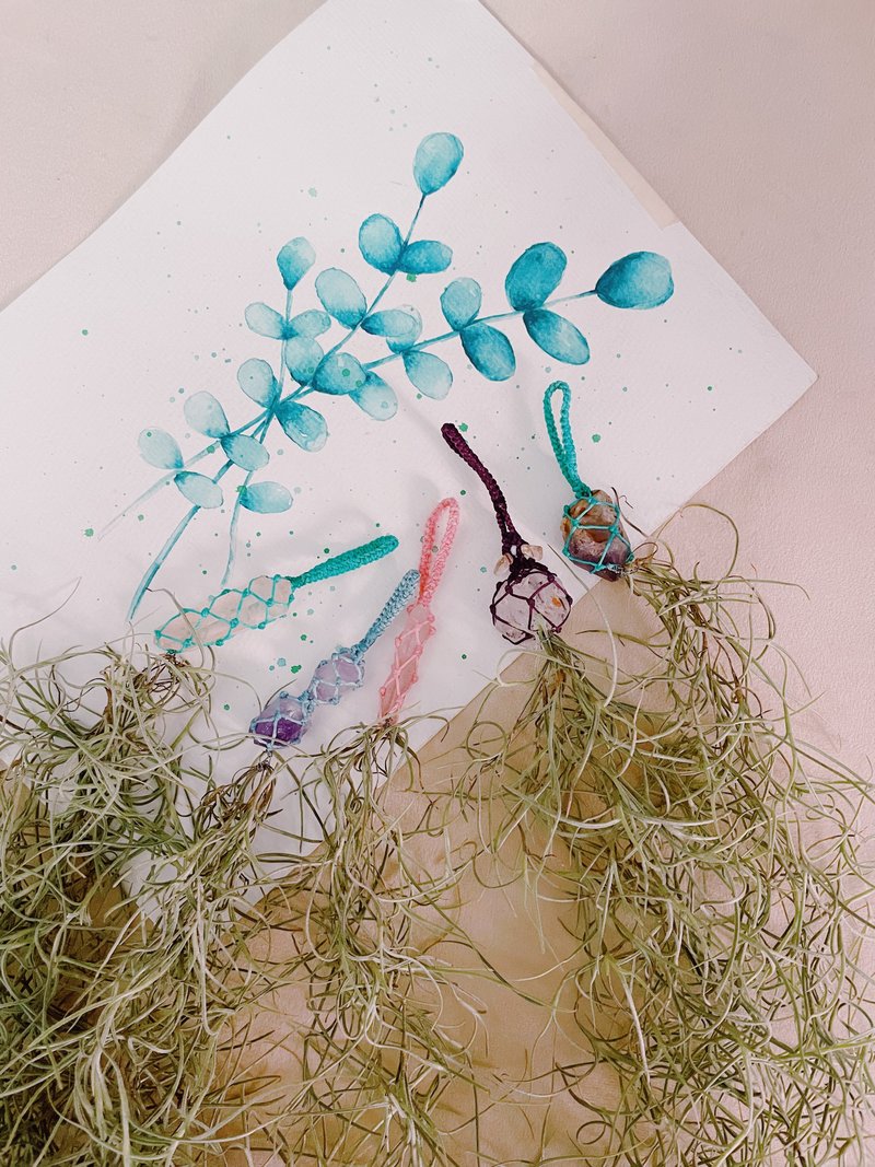 天然矿石|  手作编织  | 松萝挂饰 - 摆饰 - 水晶 