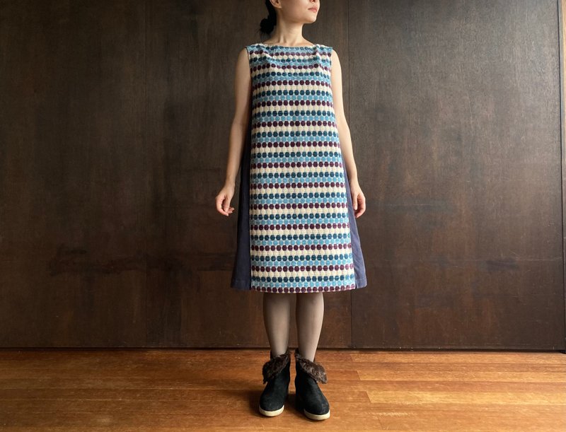 冬季洋装 rain drops/blue gray 复古钮扣 - 洋装/连衣裙 - 聚酯纤维 紫色