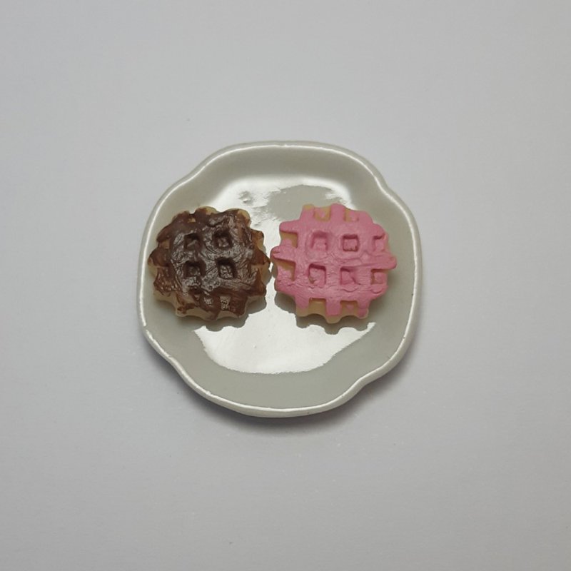 10 Waffle Food Miniature Handmade Dollhouse collectible Pretend Play 1/12 - 摆饰 - 粘土 黄色