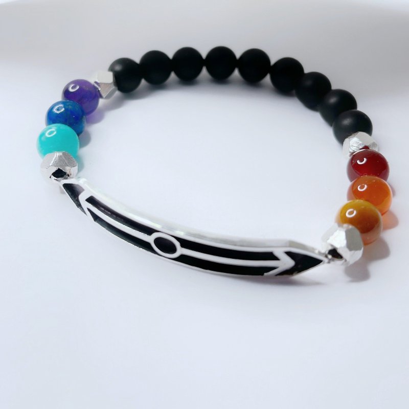 他们彩虹Rainbow天然石纯银手环 - 手链/手环 - 纯银 多色
