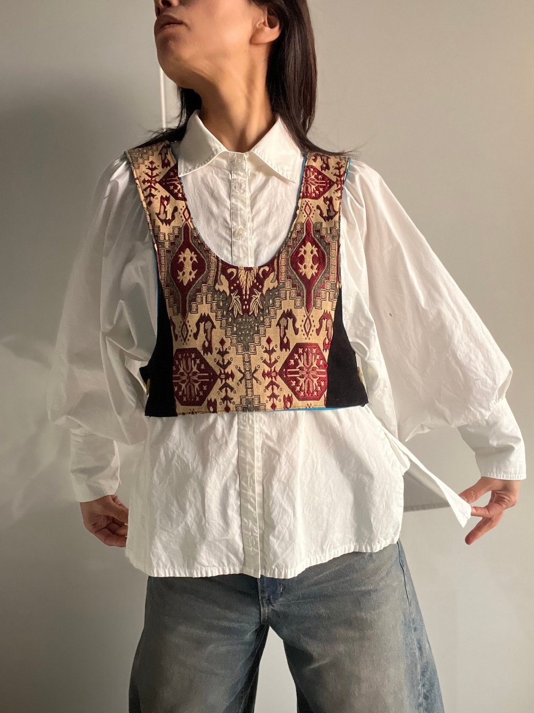 异国情调泰国织布 | 万用四穿双面背心式胸衣 (4 ways) - 女装背心 - 棉 咖啡色
