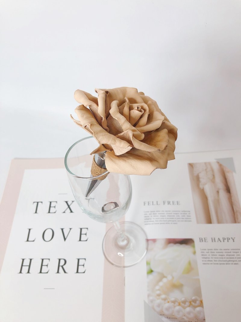 生日礼物 品酒必备 酒瓶塞 手作皮革玫瑰【纯粹】 - 厨房用具 - 真皮 卡其色