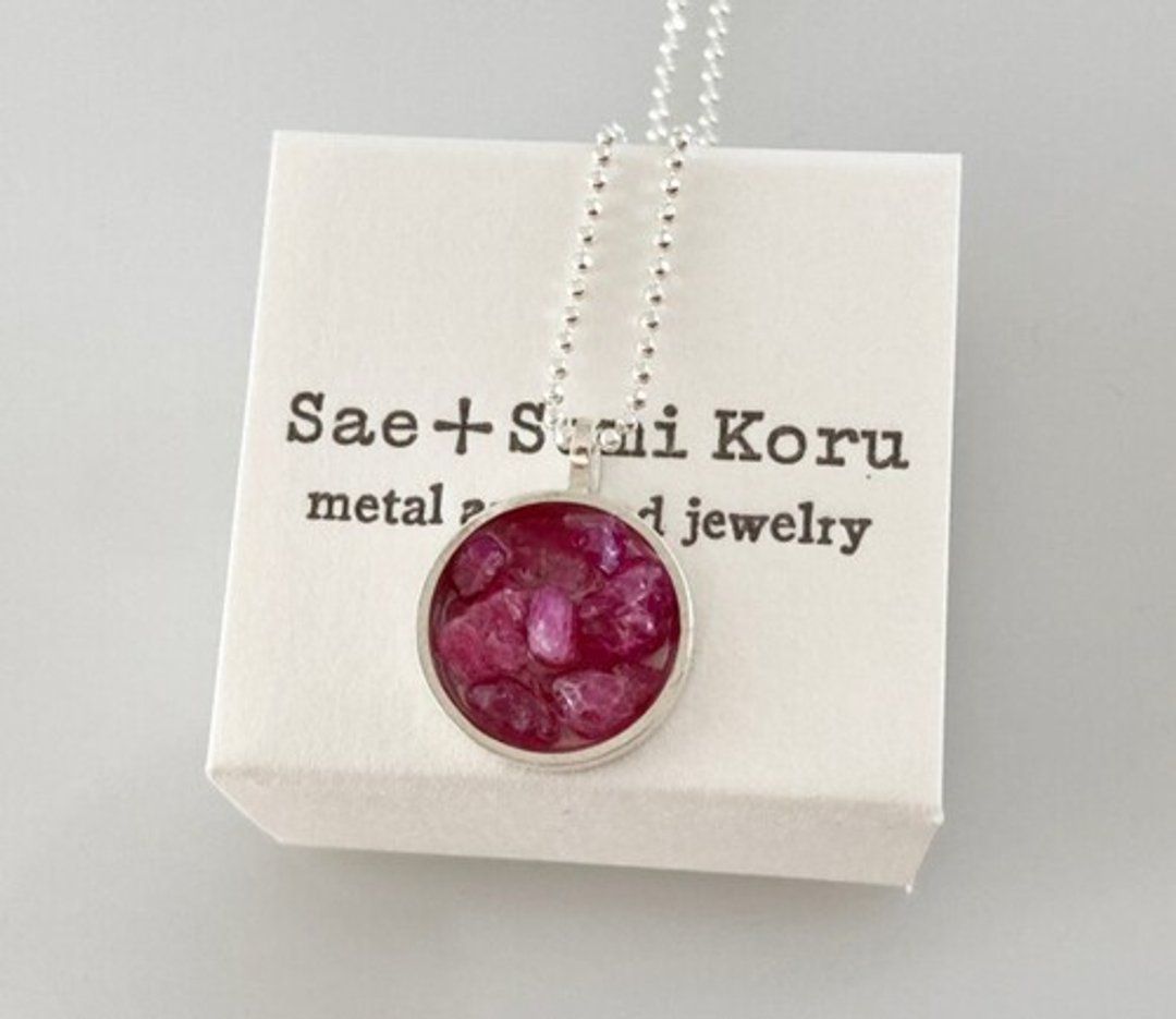 Flame Gemstone Box ◇ Pink Spinel Gemstone Jewelry Box ◇ Silver Pendant - 项链 - 其他金属 