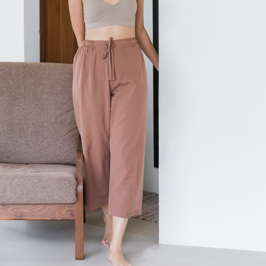 Heima italian silk pants 意大利真丝裤 : 可可棕 , 全身衬 - 女装长裤 - 聚酯纤维 咖啡色