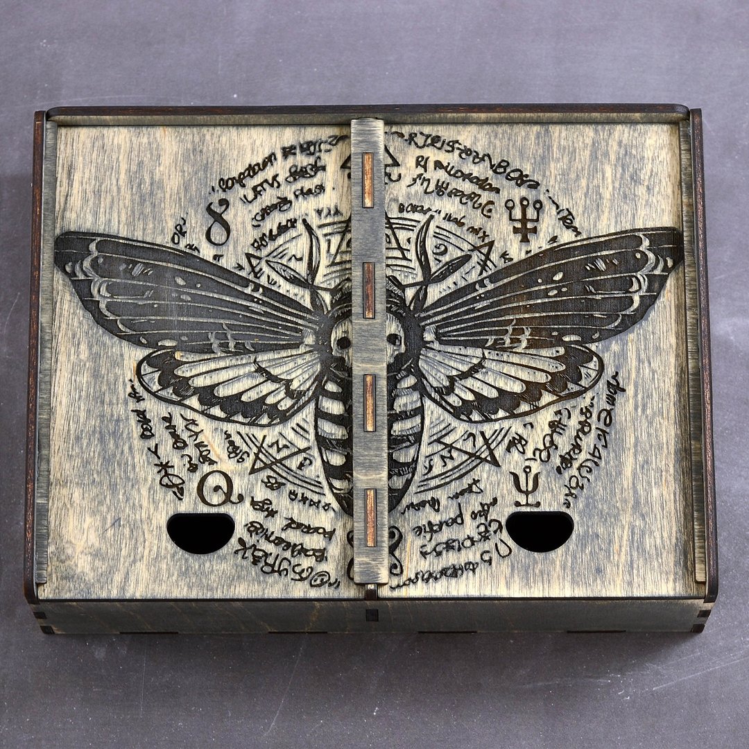 HANDMADE Tarot box for 2 deck or Crystal storage box Witch trinket box Esoteric - 收纳用品 - 木头 灰色