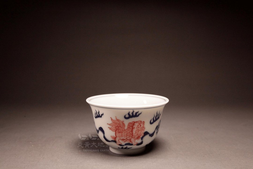 【双狮敞口杯】炎黄大地艺术 龙山堂 景德镇 青花瓷 150cc - 茶具/茶杯 - 陶 蓝色