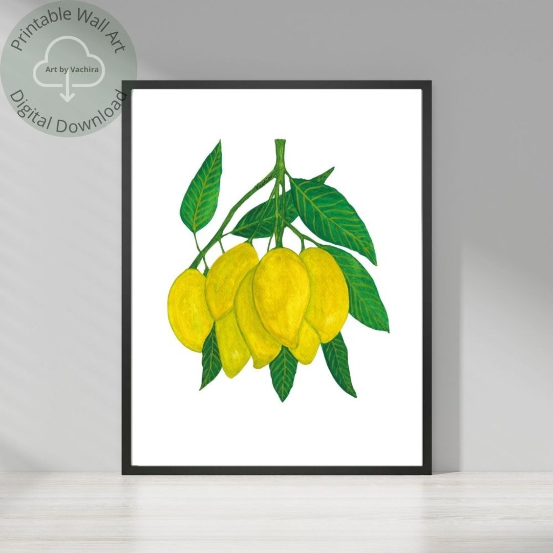 Watercolor Yellow Mangoes - Printable Wall Art - Instant Digital Download - 电子手绘真人画像/绘画/插画 - 其他材质 