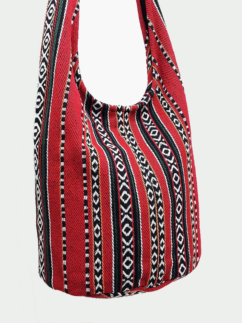Woven Cotton Bag Boho bag Shoulder bag Crossbody bag Long Strap CWB - 其他 - 棉．麻 红色