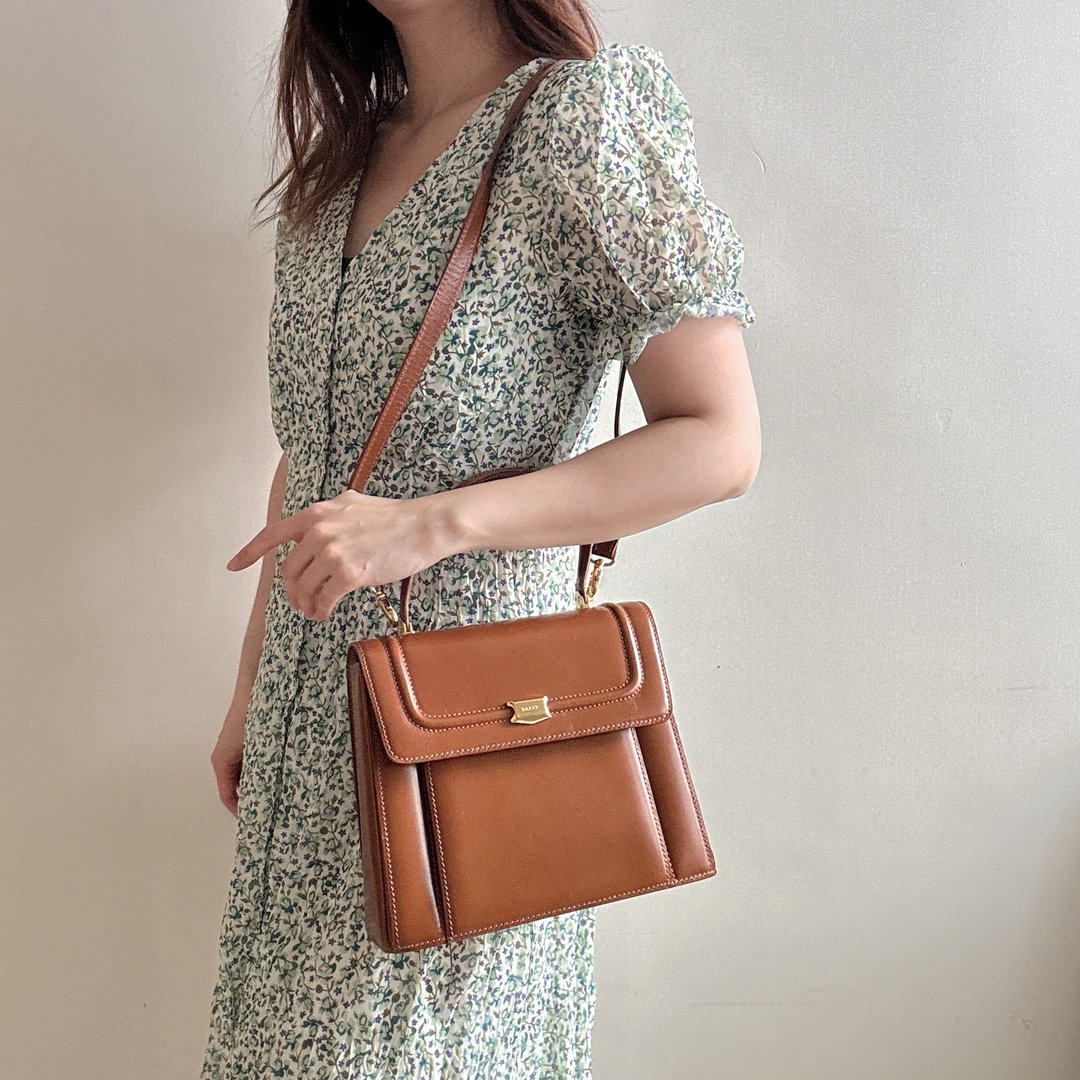 中古美品 Bally 真皮两用手袋 斜背包 手提包 焦糖色 - 侧背包/斜挎包 - 真皮 咖啡色