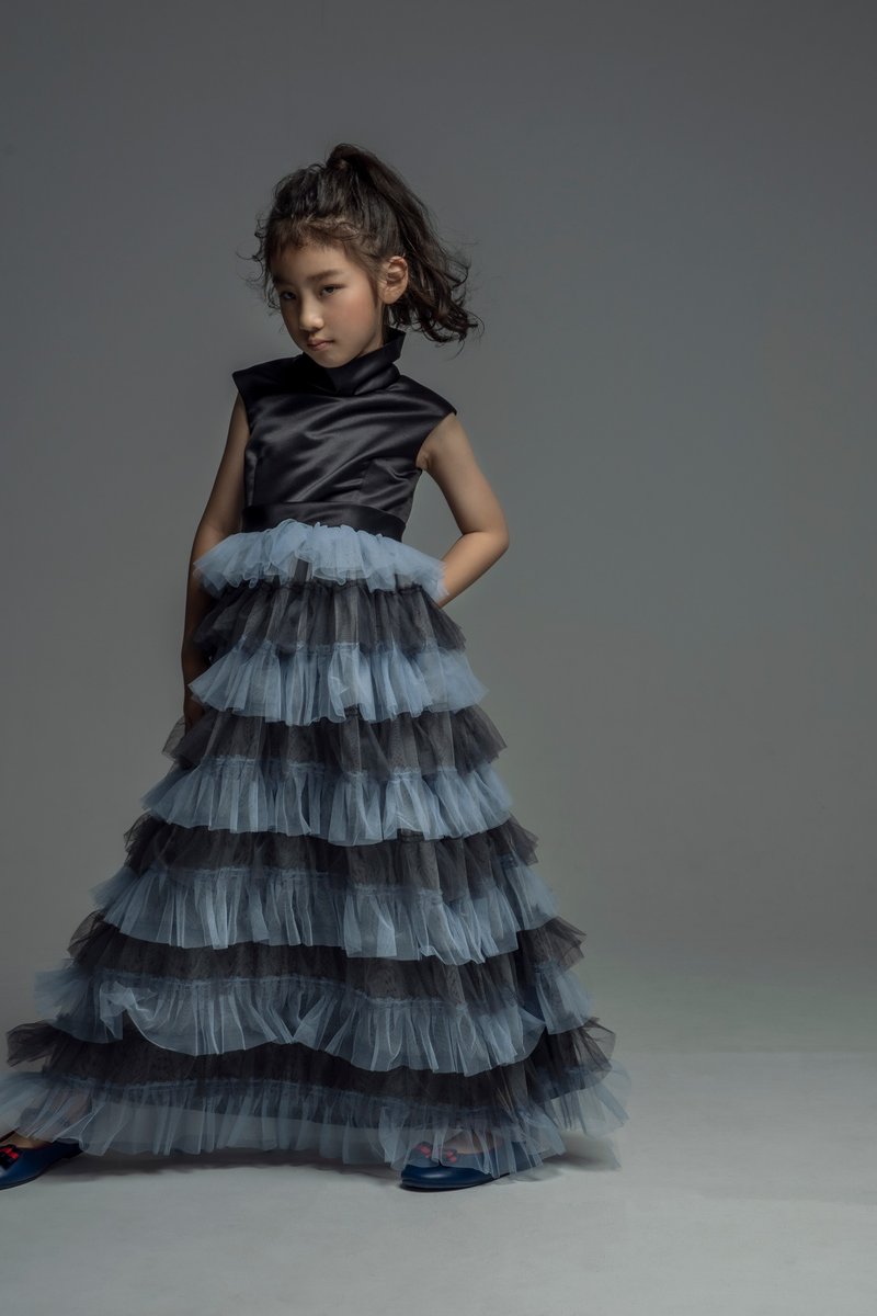 Tiered Tulle Dress with Roll Neck / FW2019 - 童装礼服/连衣裙 - 其他材质 
