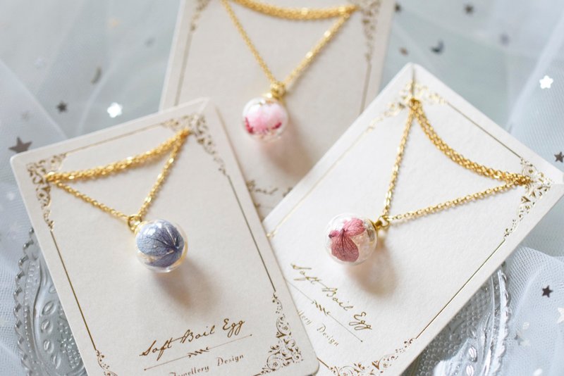 【福利品】干燥花 玻璃球 不锈钢防敏项链 - 项链 - 玻璃 多色