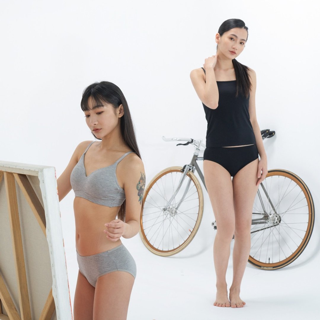 Bra Top凉感细肩无钢圈内衣-灰色 - 女士内衣裤 - 其他人造纤维 灰色