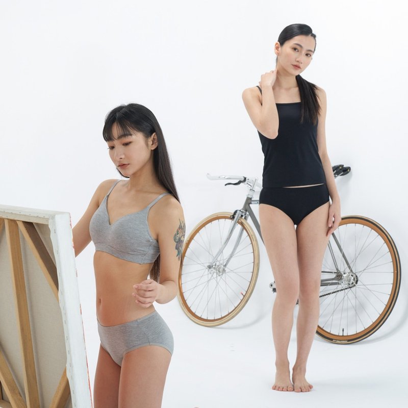 Bra Top凉感细肩无钢圈内衣-灰色 - 女士内衣裤 - 其他人造纤维 灰色