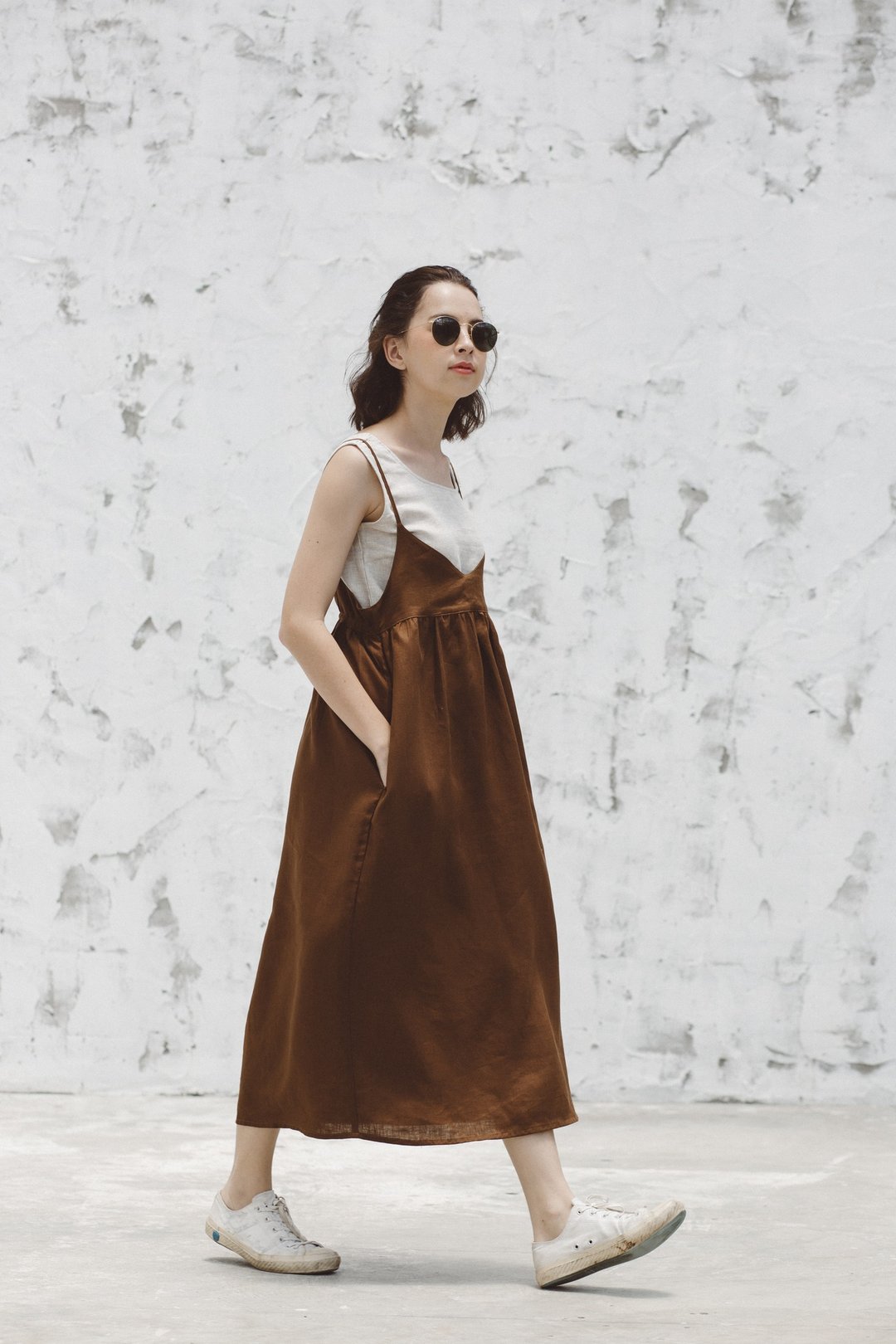 Basic Overalls in Brownish - 洋装/连衣裙 - 棉 咖啡色