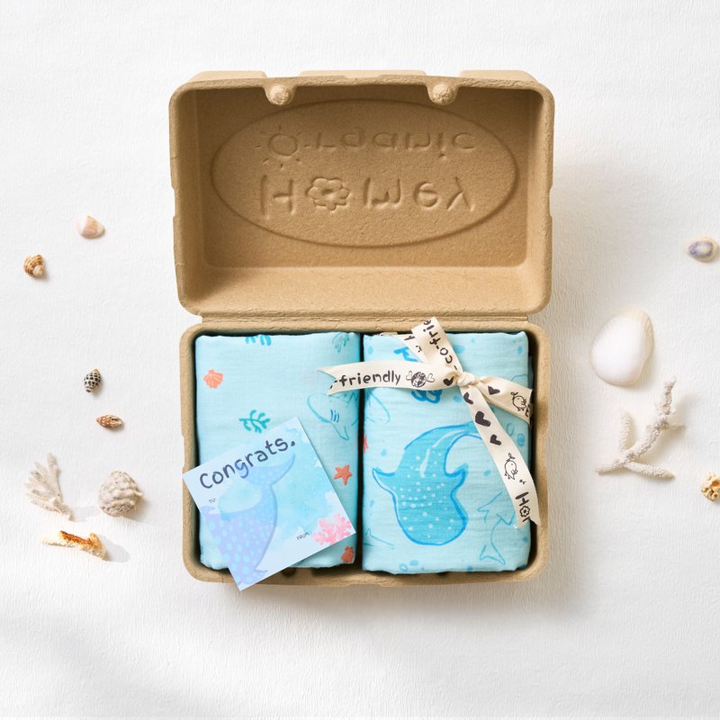 有机棉万用巾2入宝宝礼盒・120x120大尺寸实用礼盒_HomeyOrganic - 满月礼盒 - 环保材料 