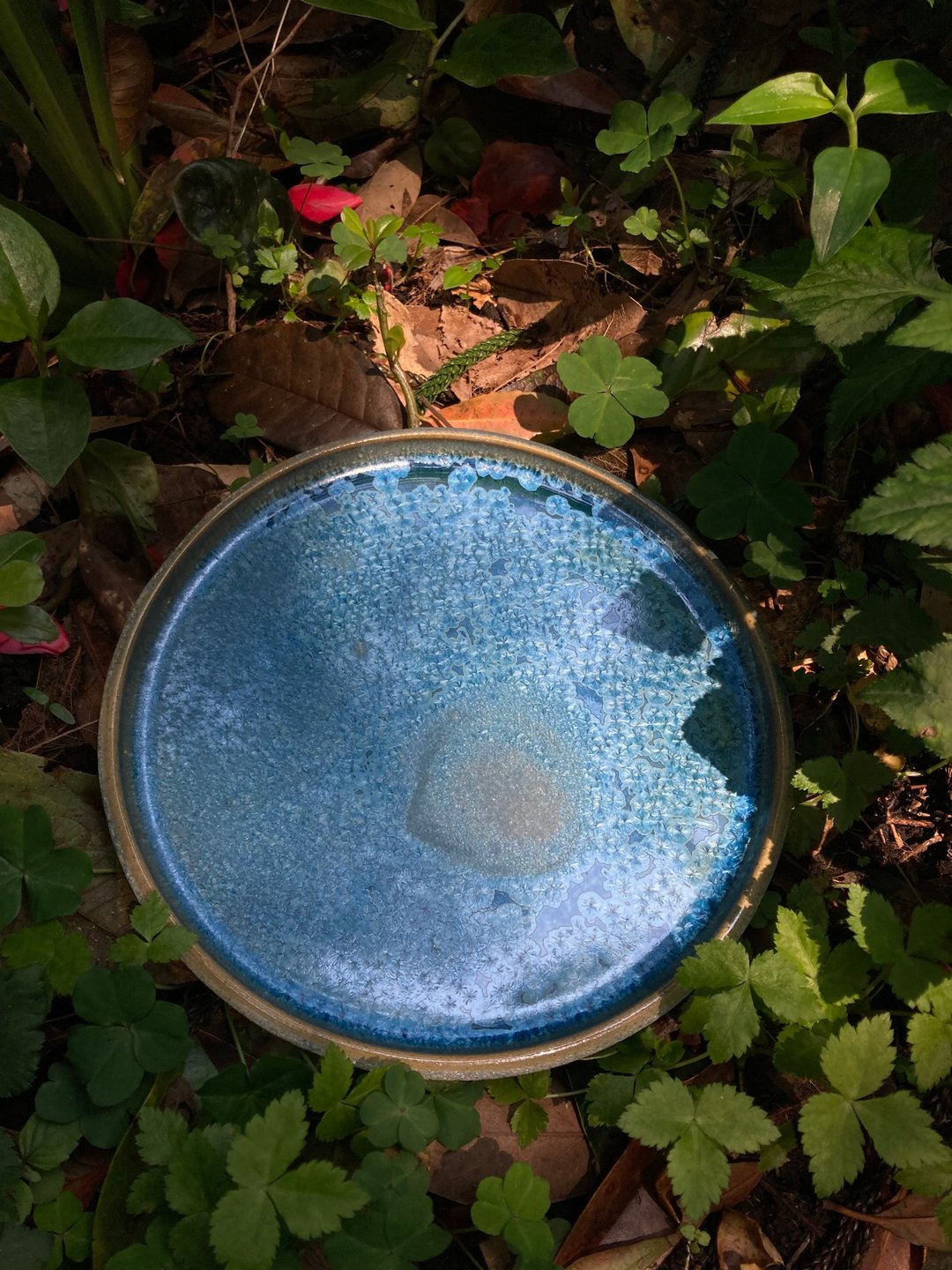 蓝釉结晶圆盘 III - 盘子/餐盘/盘架 - 陶 蓝色
