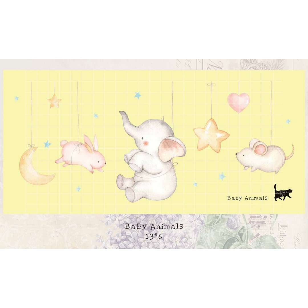 baby animals - 雾面白墨PET (蓝狮子) (suyeon) - 贴纸 - 纸 多色