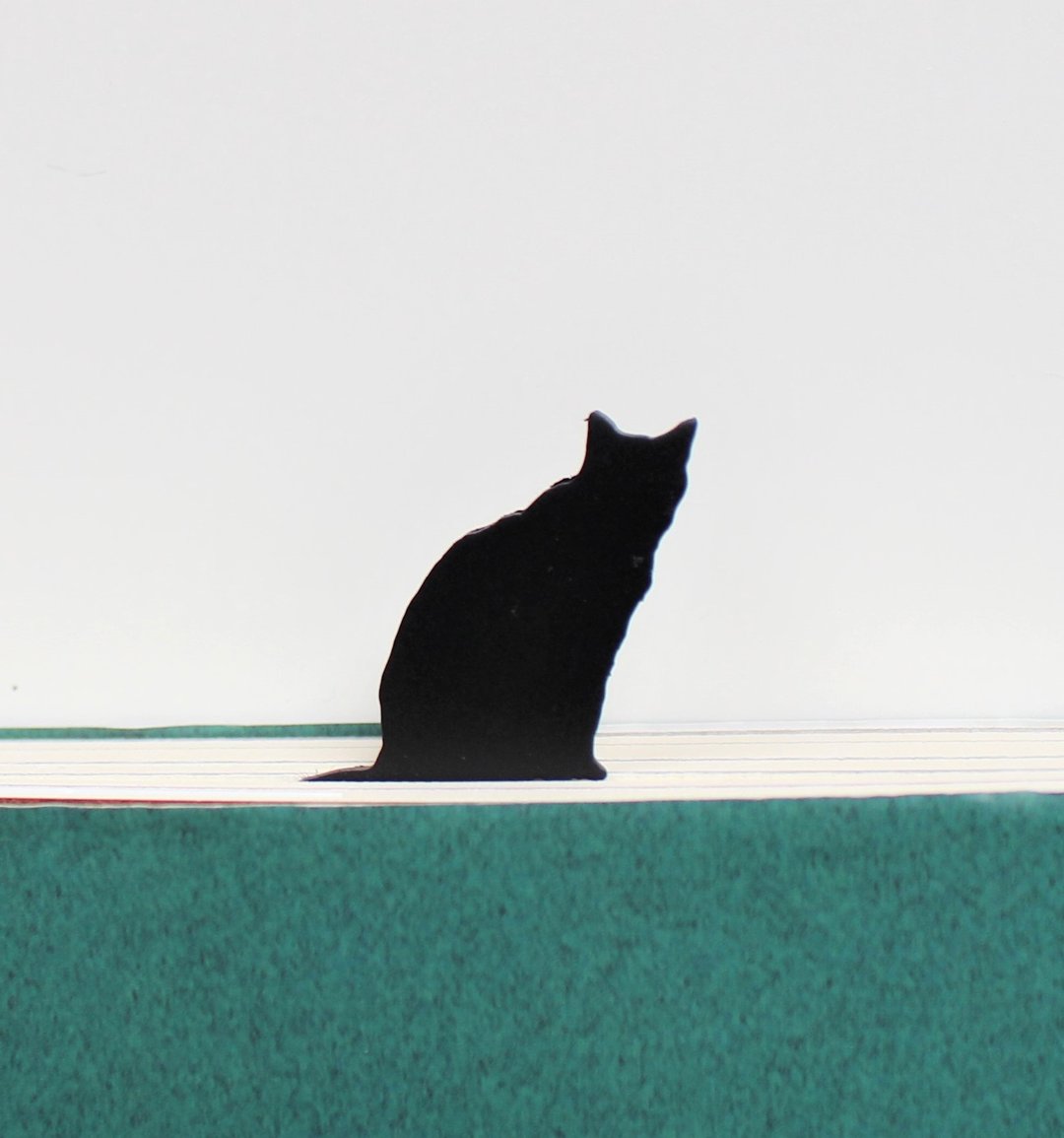 Black cat bookmark  walk   reading  book  present - 书签 - 其他金属 黑色