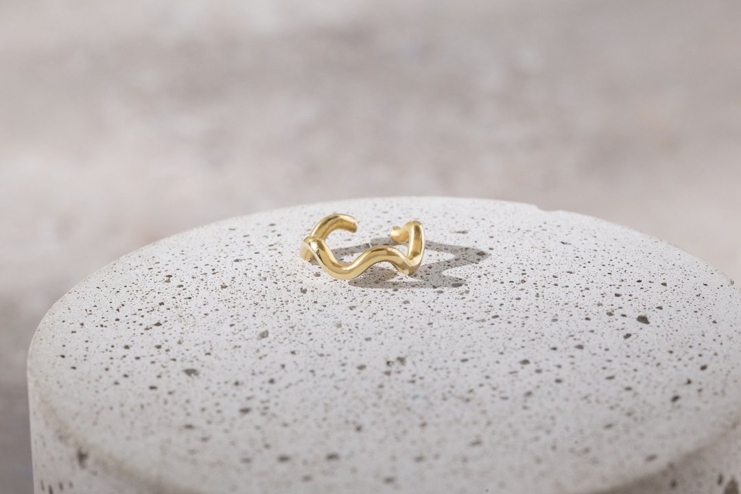 波浪耳扣 Wave EarCuff - 耳环/耳夹 - 铜/黄铜 金色