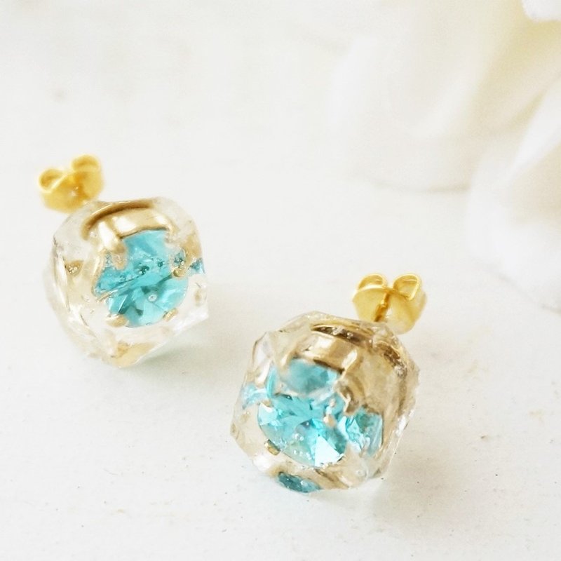 Ice Swarovski ♡ earrings / earrings - 耳环/耳夹 - 其他金属 蓝色