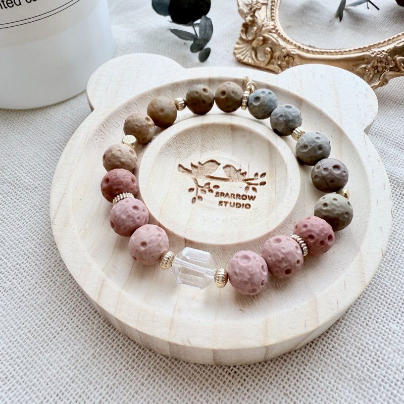 陨石造型戈壁玛瑙 × 八角白水晶・原创手链 - 手链/手环 - 石头 多色