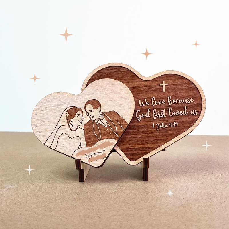 定制化礼心形木制摆设 结婚 入伙礼物 - 摆饰 - 木头 