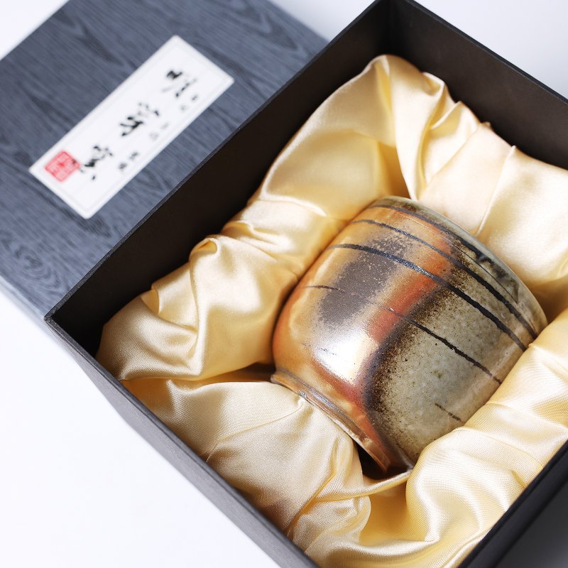 明芽窑 | 柴烧绞胎金彩杯 落灰金晕 水杯 杯子 茶杯礼盒 H12 - 茶具/茶杯 - 陶 金色