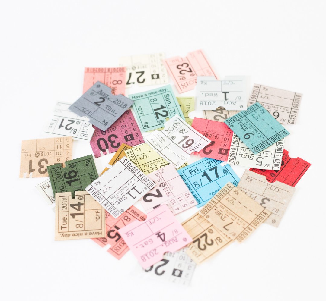 August 2018 osso date sheet / vintage ticket type - 笔记本/手帐 - 纸 多色
