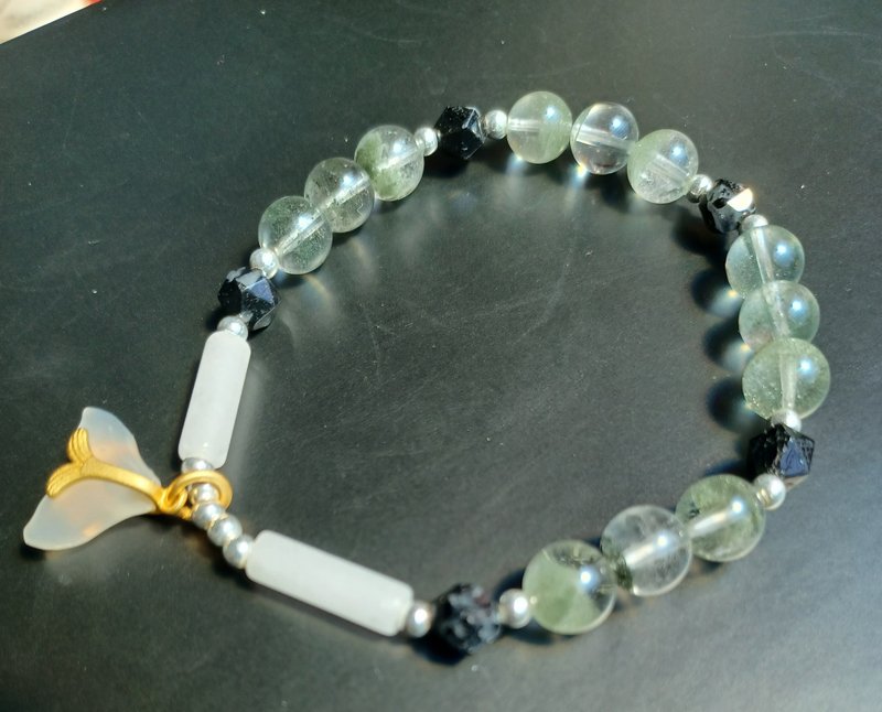 绿幽灵 天何石 白玉 黑美人鱼水晶手串 - 手链/手环 - 水晶 