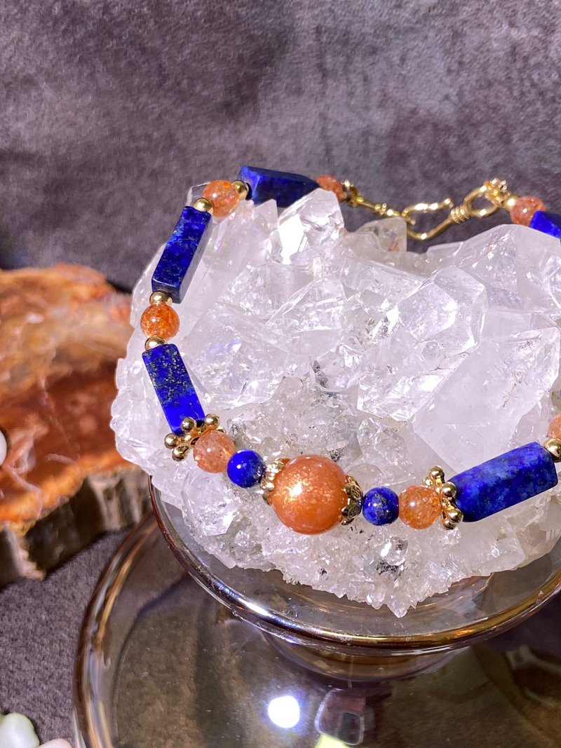 古埃及圣石 | 青金石 金太阳 手链 - 手链/手环 - 宝石 蓝色