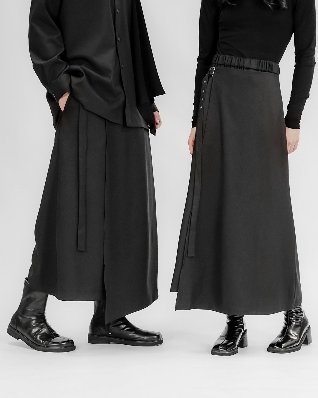 MUKK DESIGN 一片式造型裙裤 - 中性裤装 - 聚酯纤维 黑色