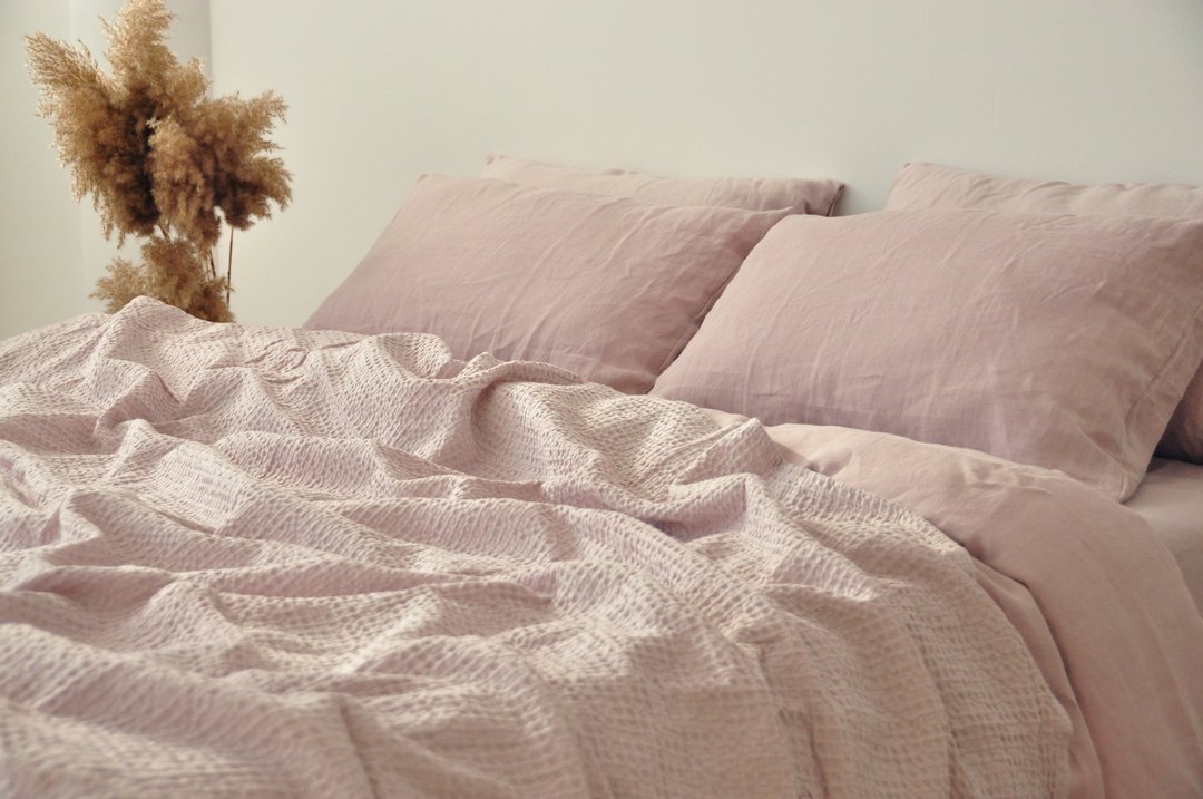 Dusty pink linen duvet cover / Softened linen / Comforter cover / Quilt cover - 寝具 - 亚麻 粉红色