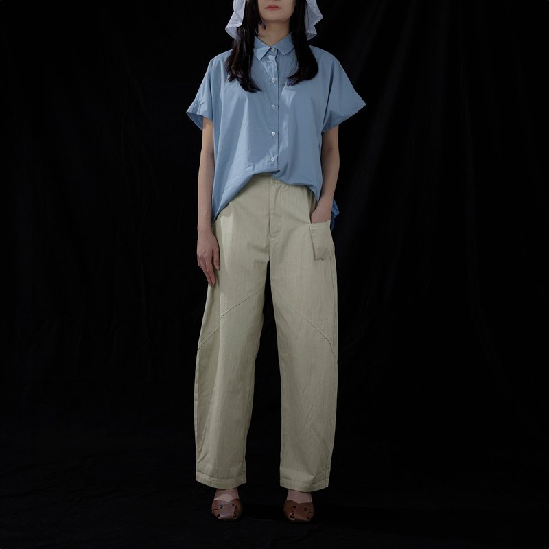 水洗牛仔锥形裤 - 女装长裤 - 棉．麻 卡其色