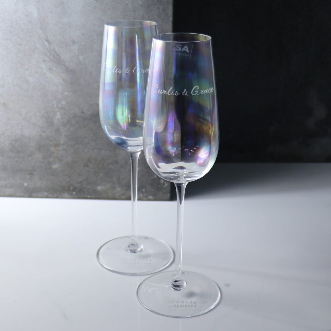 (一对价)250cc【结婚礼物】Rainbow英国LSA Pearl彩虹香槟对杯 - 酒杯/酒器 - 玻璃 多色