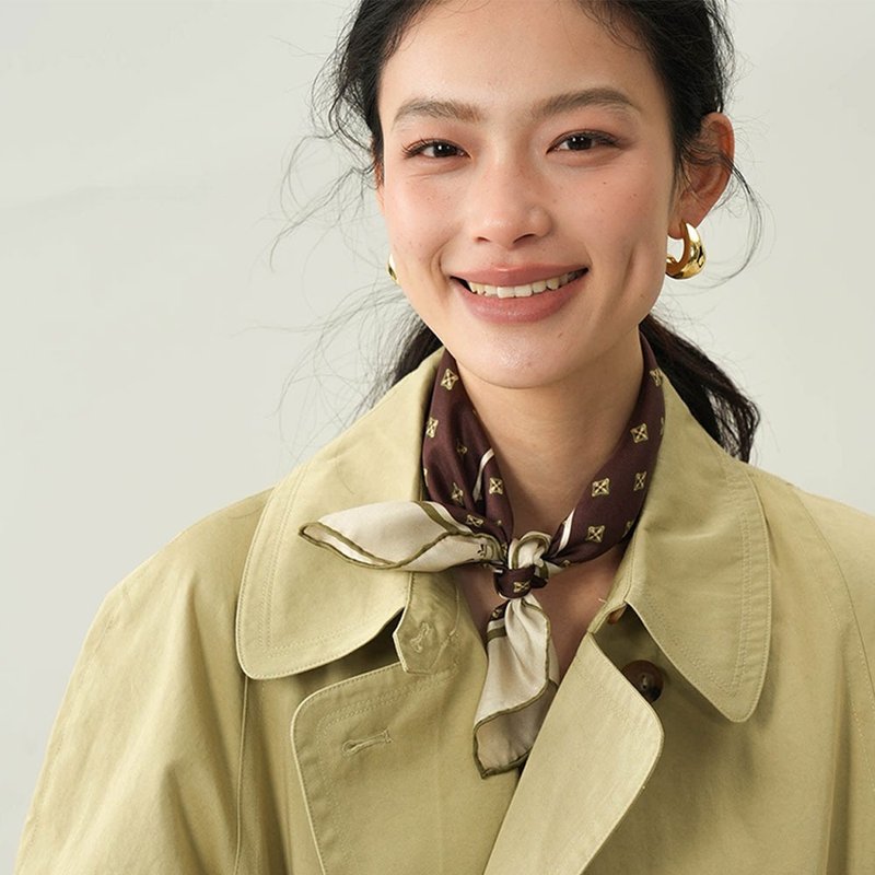 復古原創流金拾光真絲巾 / 菱形綠波特紅多款可選 / 春季百搭氣質 - 丝巾 - 丝．绢 多色