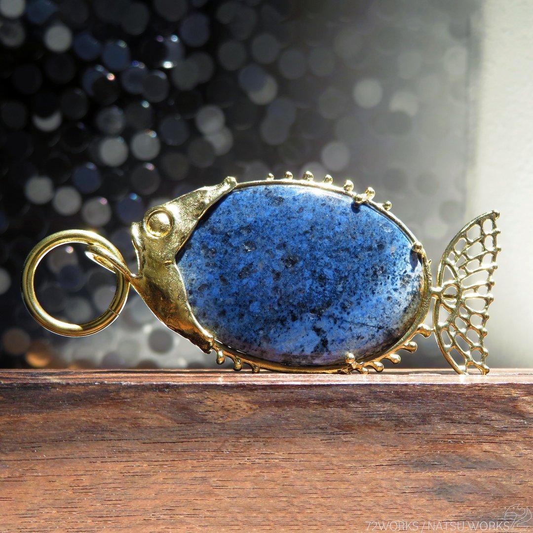 蓝晶石 鱼形坠饰 / Dumortierite Fish charms - 吊饰 - 宝石 蓝色