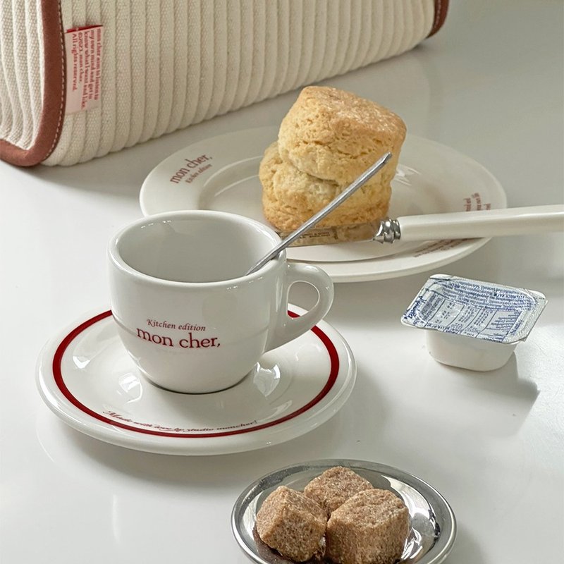 复古红义式浓缩咖啡杯组 - 其他杯子 - 瓷 白色
