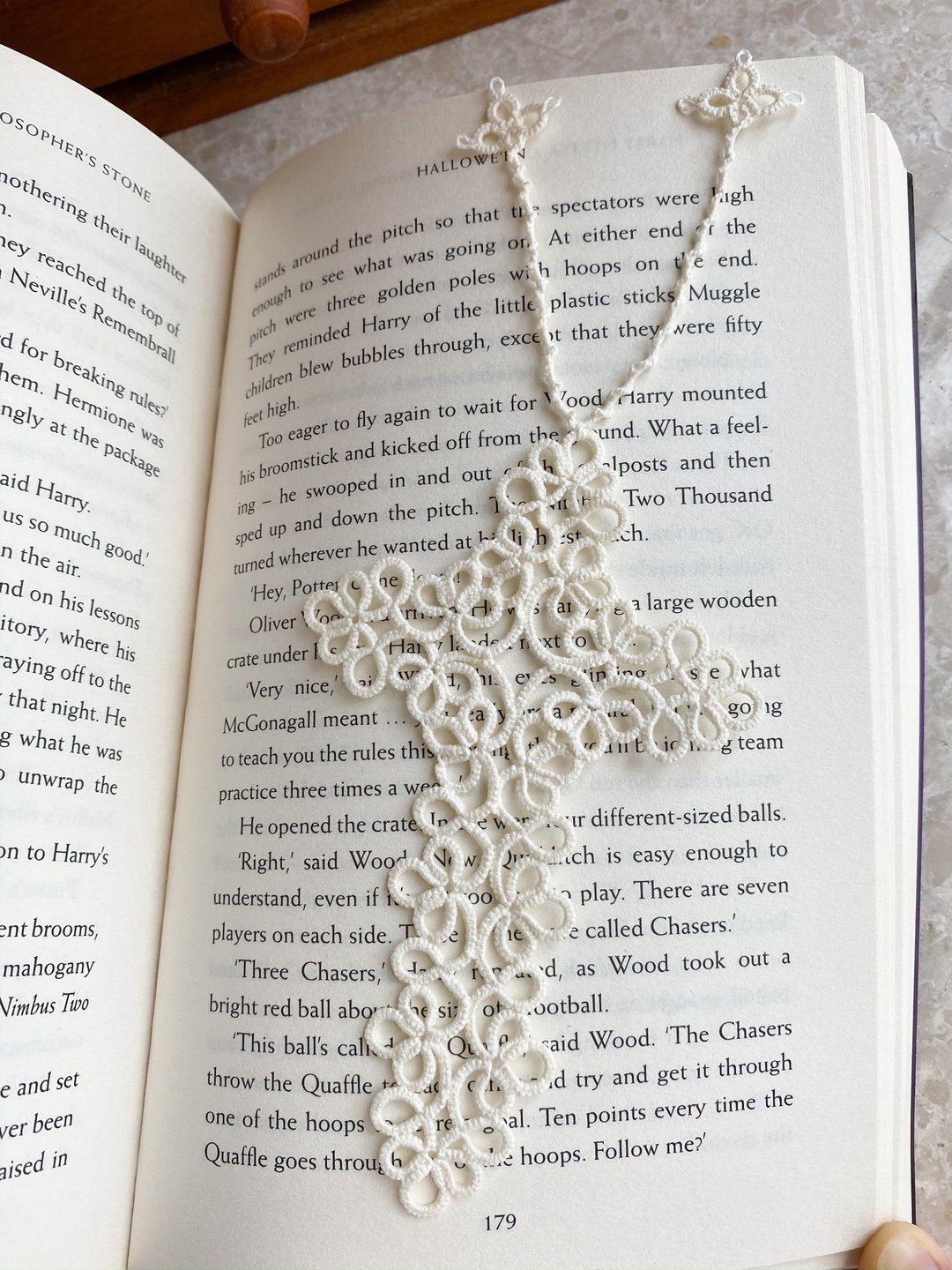 手编十字架书签 Tatting Bookmark 米白 梭织 钩花 钩织 礼物 编 - 书签 - 棉 白色