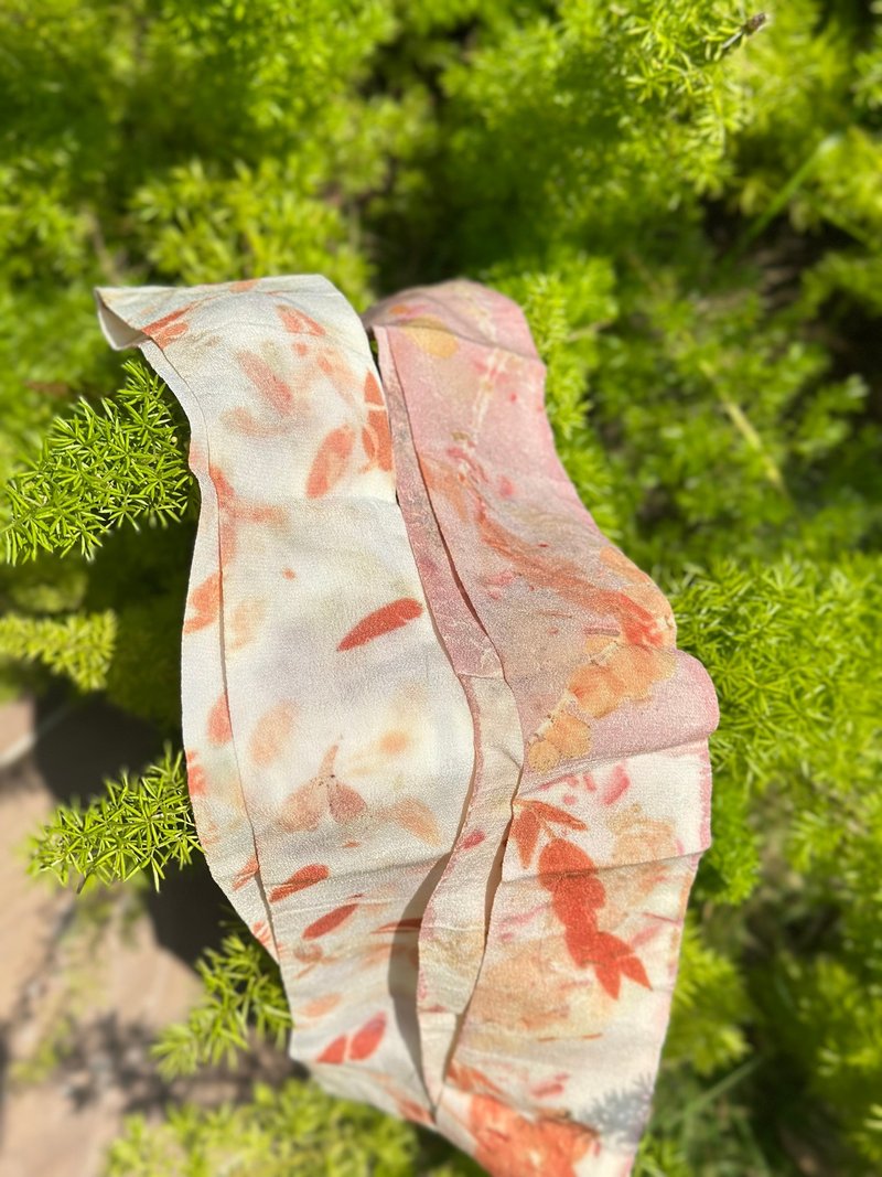 植物染真丝发带/领巾 - 丝巾 - 丝．绢 