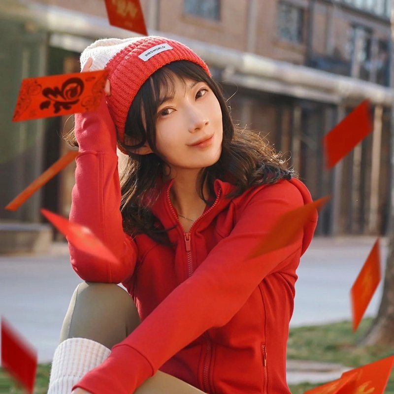 毛线帽 【ISW】悉心界针织撞色毛线帽-珊瑚红 男女 - 帽子 - 棉．麻 蓝色