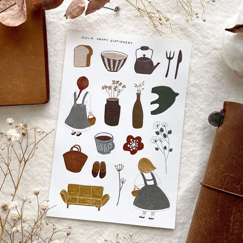 Sunday Afternoon sticker sheet - 贴纸 - 纸 咖啡色