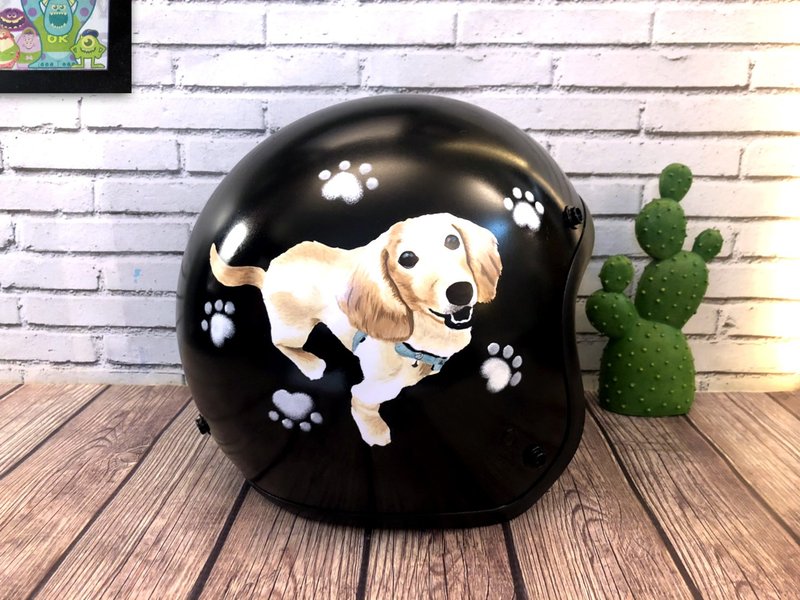 手绘疯 手绘 狗狗 猫猫 安全帽 彩绘 纪念 礼物 生日 情人节 - 订制画像 - 其他材质 多色