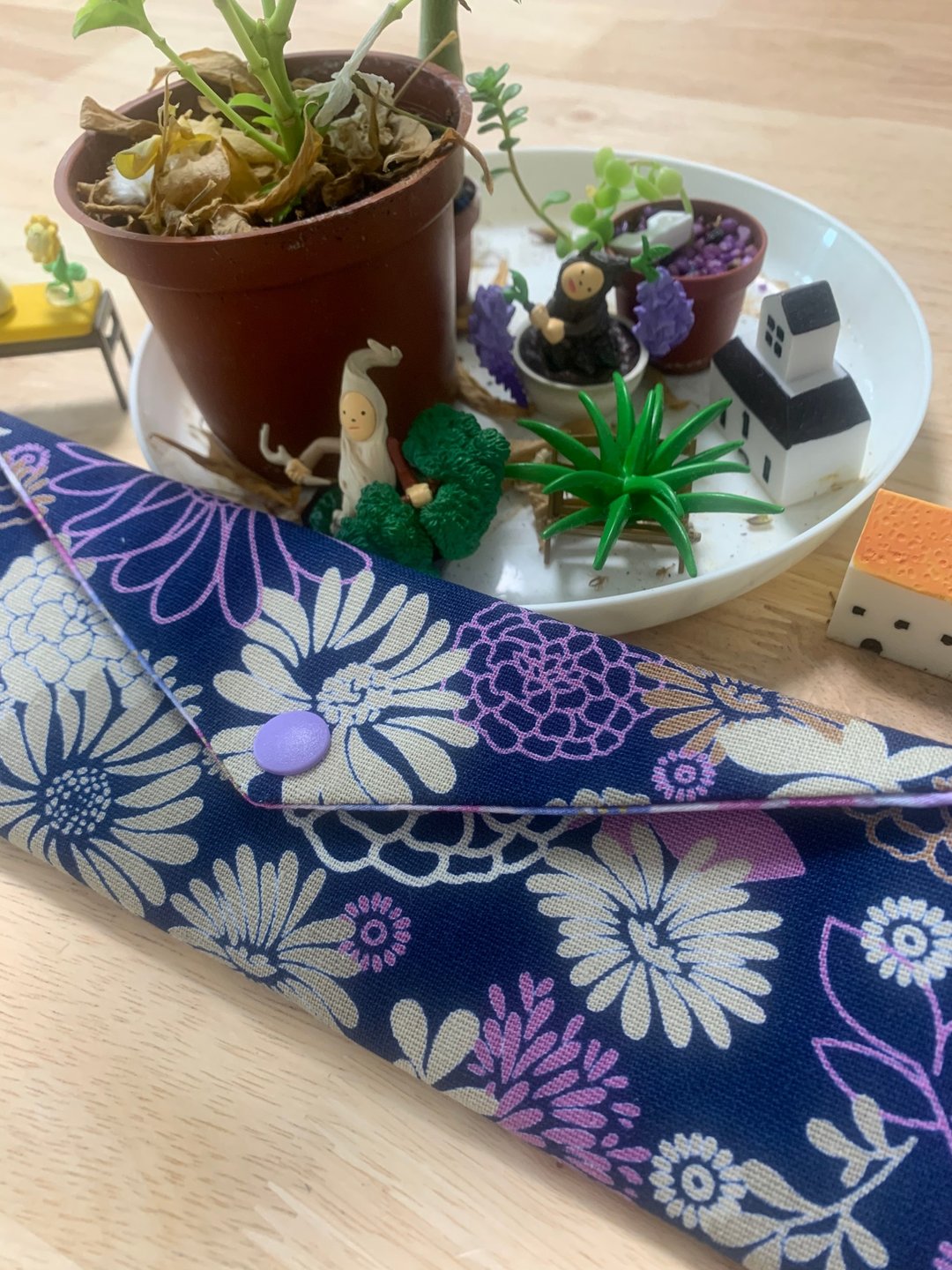 文青风环保纯棉筷袋 花花世界 沈稳蓝 百花绽放 日本 潮物 收纳 - 收纳用品 - 棉 蓝色