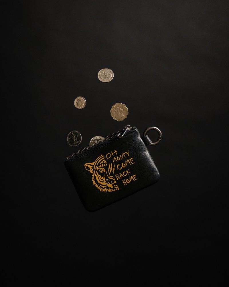 【波赛顿精品手工皮件】2022虎年开运招财零钱包 - 钥匙链/钥匙包 - 真皮 黑色