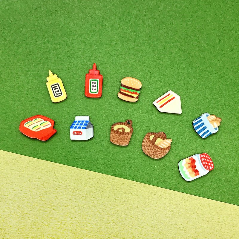 野餐美食系列贴耳耳环 / 耳夹 - 耳环/耳夹 - 压克力 白色