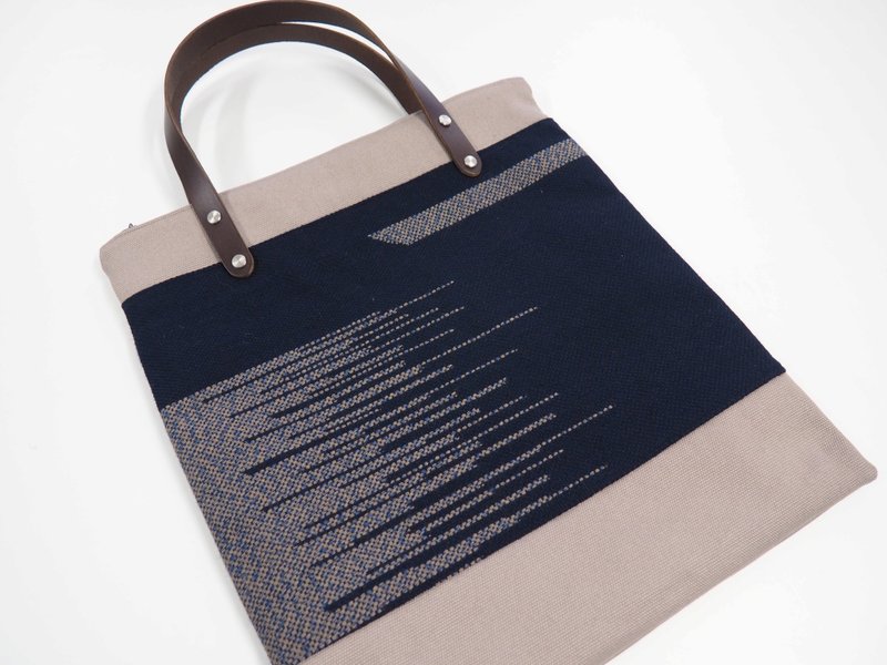 手工织布文件袋/肩背包/大tote bag - 侧背包/斜挎包 - 棉 卡其色