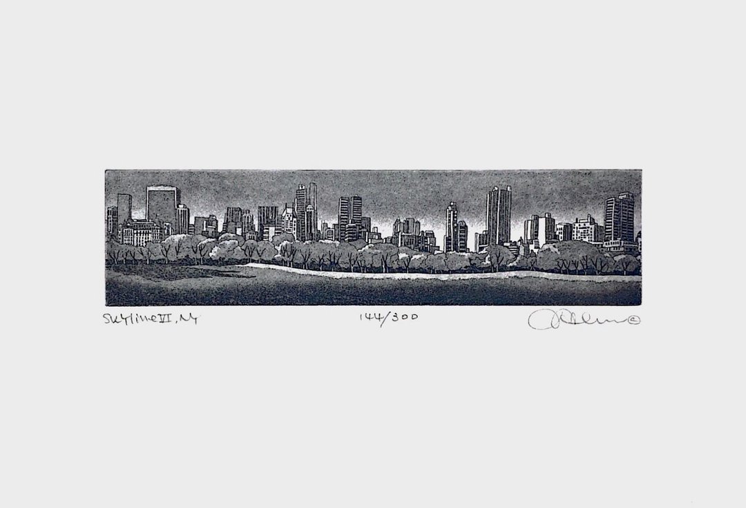 限量版 - 纽约城市版画 - SKYLINE VI,NY - 144/300 - 海报/装饰画/版画 - 纸 白色