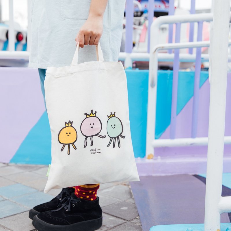 提背两用帆布袋 水母三兄弟 - 侧背包/斜挎包 - 棉．麻 白色